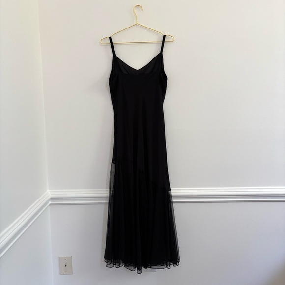 Vintage Black Beaded Asymmetric Sheath Dress Sz 16 Slip Fairy Whimsygoth Y2K - Picture 4 of 5